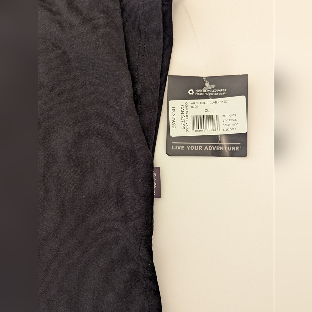 Eddie Bauer Black Coast and Climb Lightweight V-Neck T-Shirt Sz XL UPF 15 NWT - Picture 10 of 11